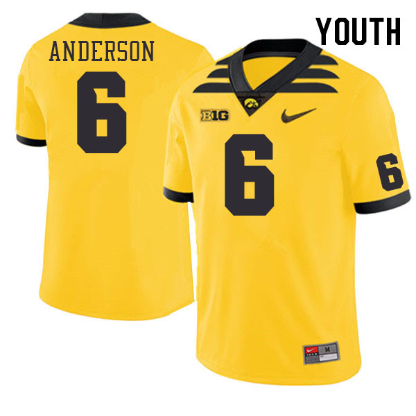 Youth #6 Seth Anderson Iowa Hawkeyes College Football Jerseys Stitched-Gold - Click Image to Close